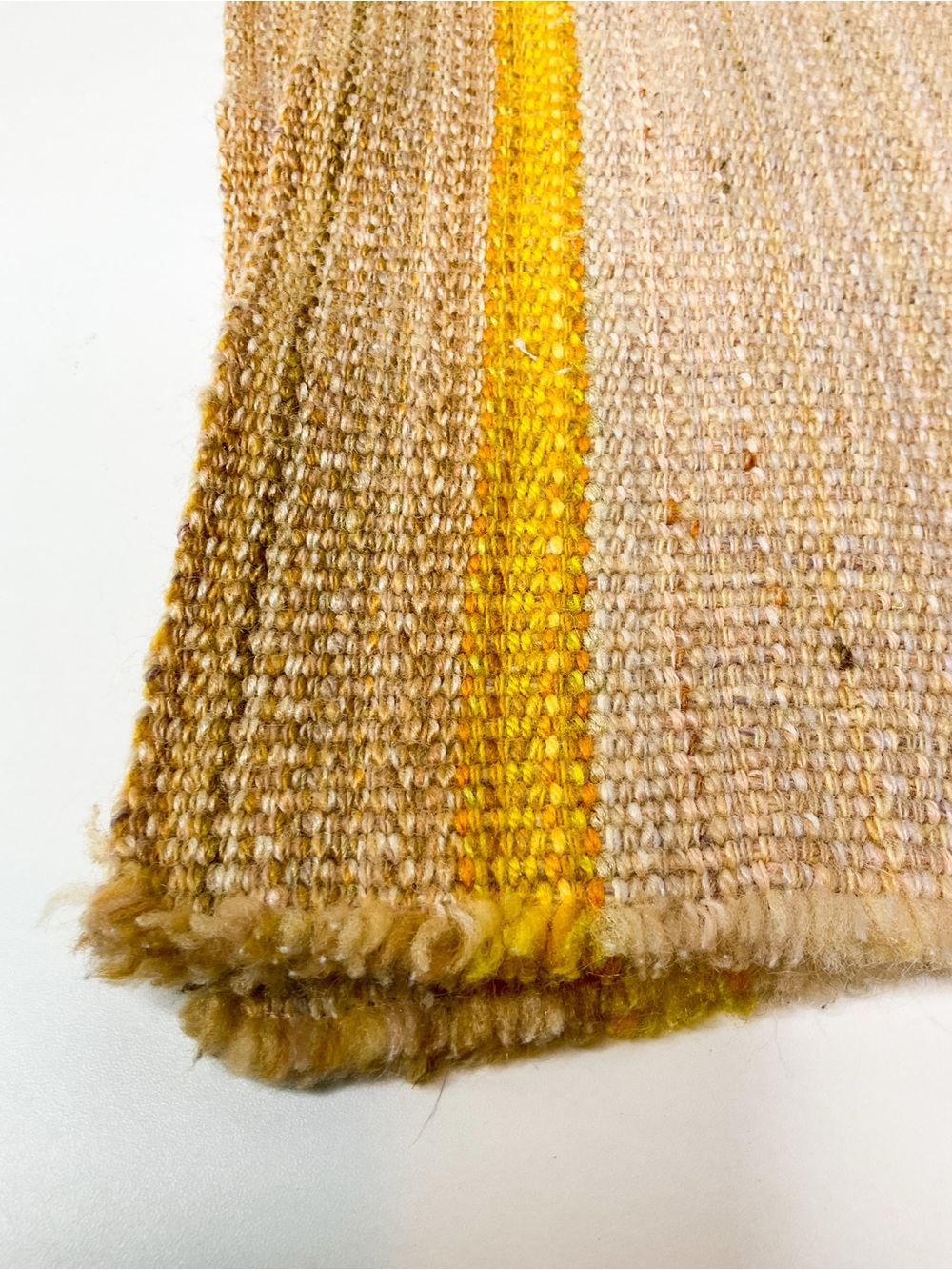 Vintage Handwoven Wool Placemats with Yellow Stripe - set of two - Picture 6 of 6